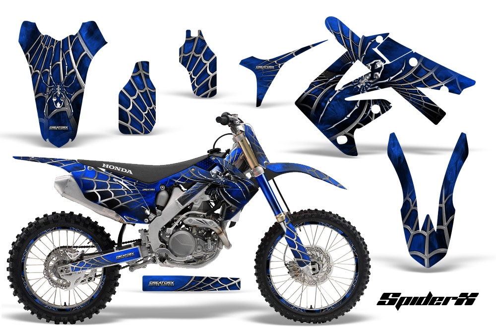 Honda CRF250 10-12 CRF450 09-12 Graphics Kit SpiderX Blue BB NP Rims